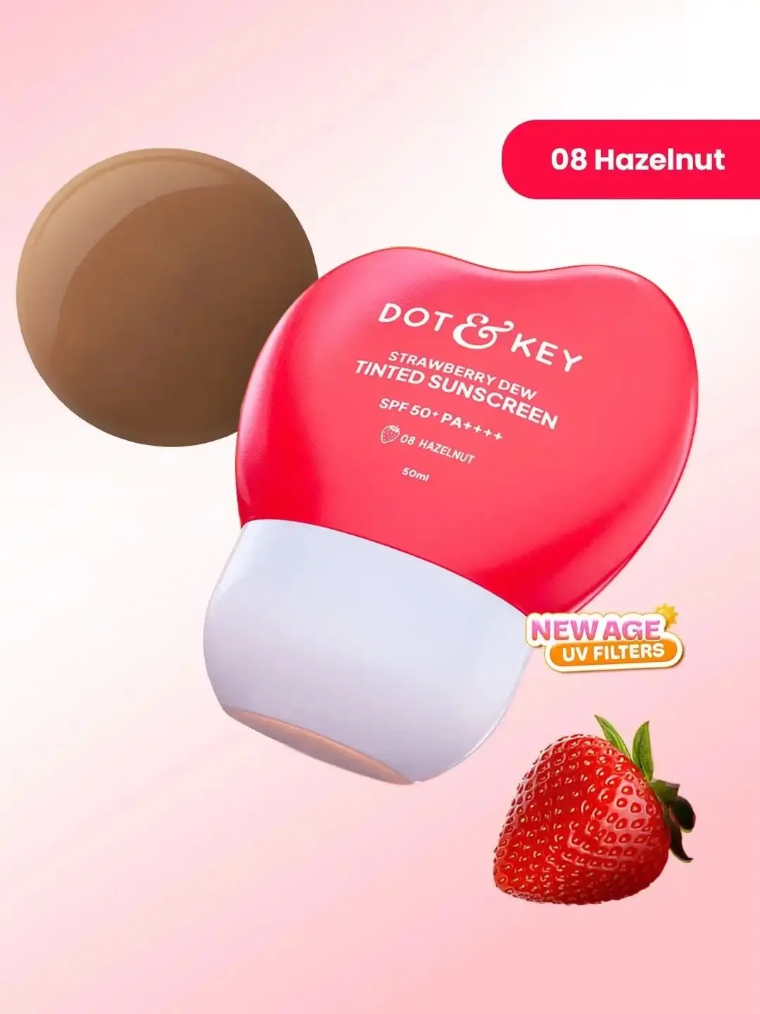 DOT & KEY Strawberry Dew Tinted Sunscreen SPF 50+ PA++++ - 08 Hazelnut 50 ml - PR product view 1