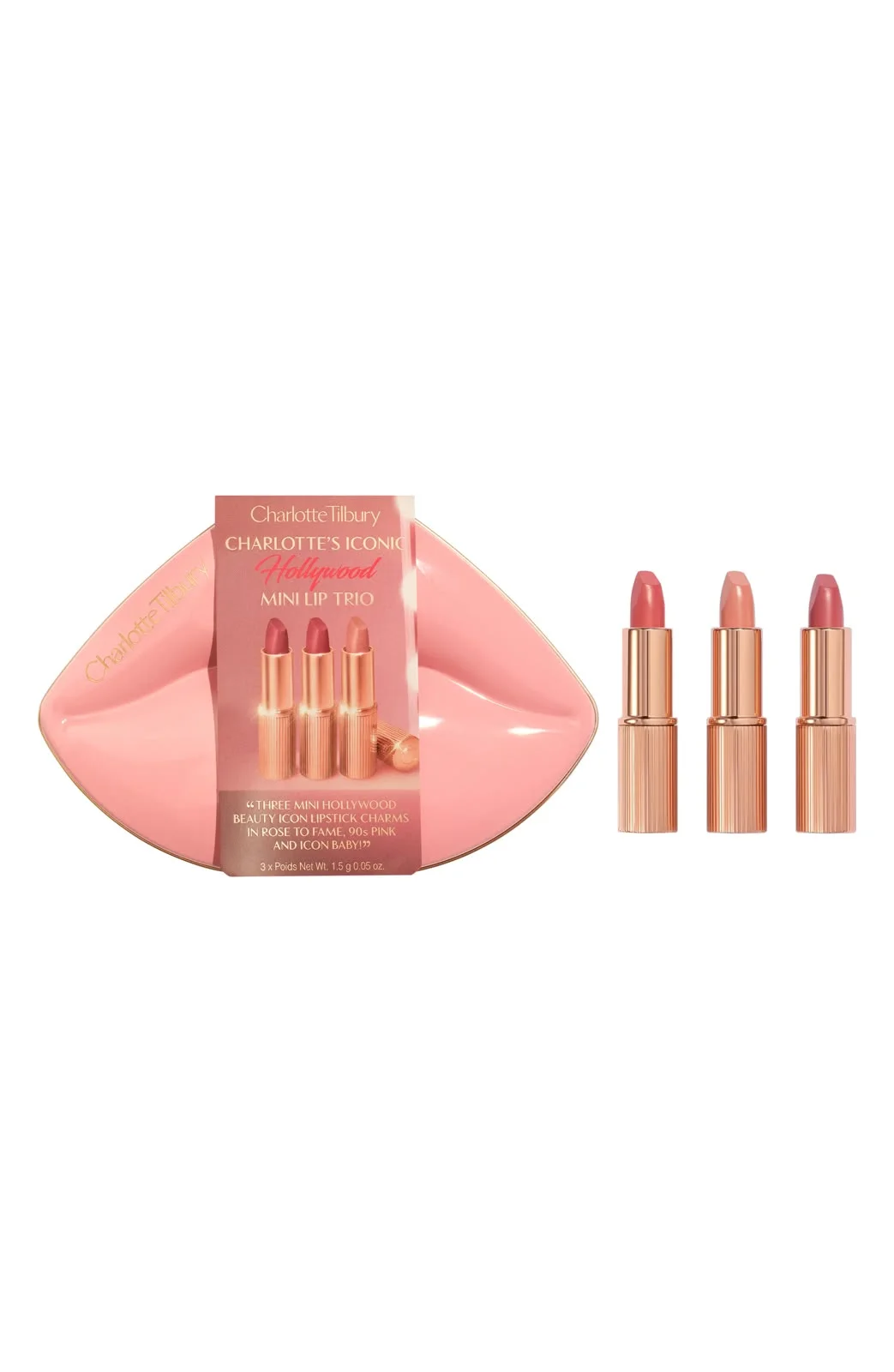 Charlotte Tilbury Hollywood Iconic Mini Lip Trio (1 boxed trio containing 3 mini lipsticks) - PR product view 1